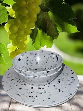Gray Terrazzo Dinner Plate and Bowl Set of four
With free gift .
